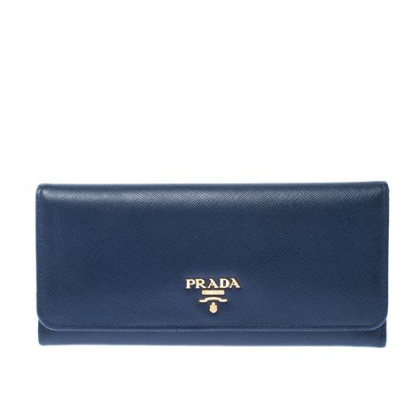 prada saffiano continental wallet blue|Prada odette saffiano.